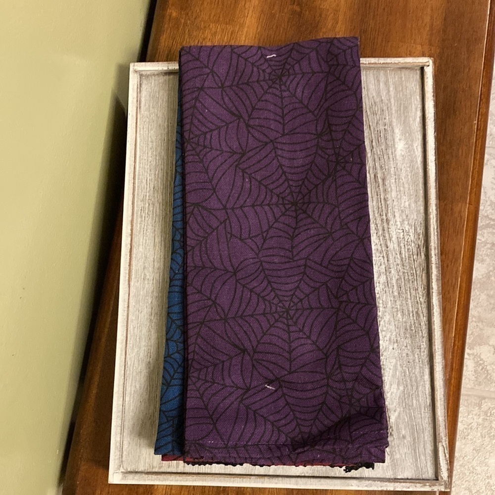 NEW Cynthia ROWLEY Curious SPIDERWEB Kitchen Towels Set of 4